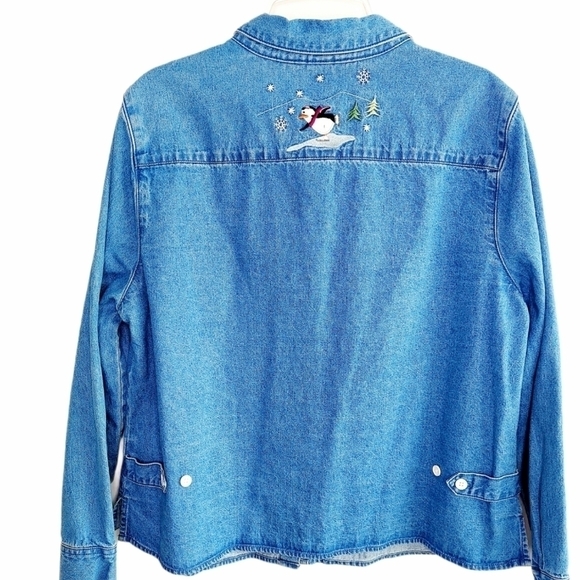 CHRISTOPHER & BANKS Denim Shirt Jacket Embroidered - Picture 2 of 16